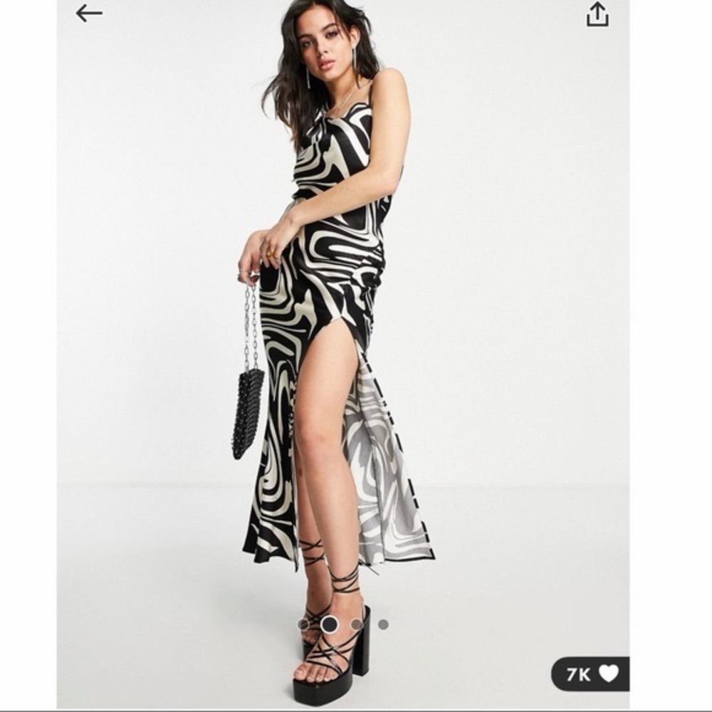 Topshop Black and White Asymmetrical Dress